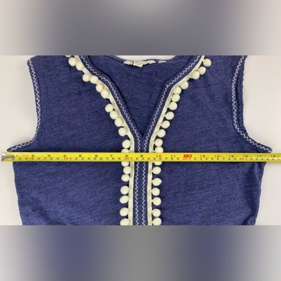 BODEN Carina Sleeveless Knit Mini Dress Navy/White Pom Poms Ric Rac Detail Sz 6R - Picture 9 of 11